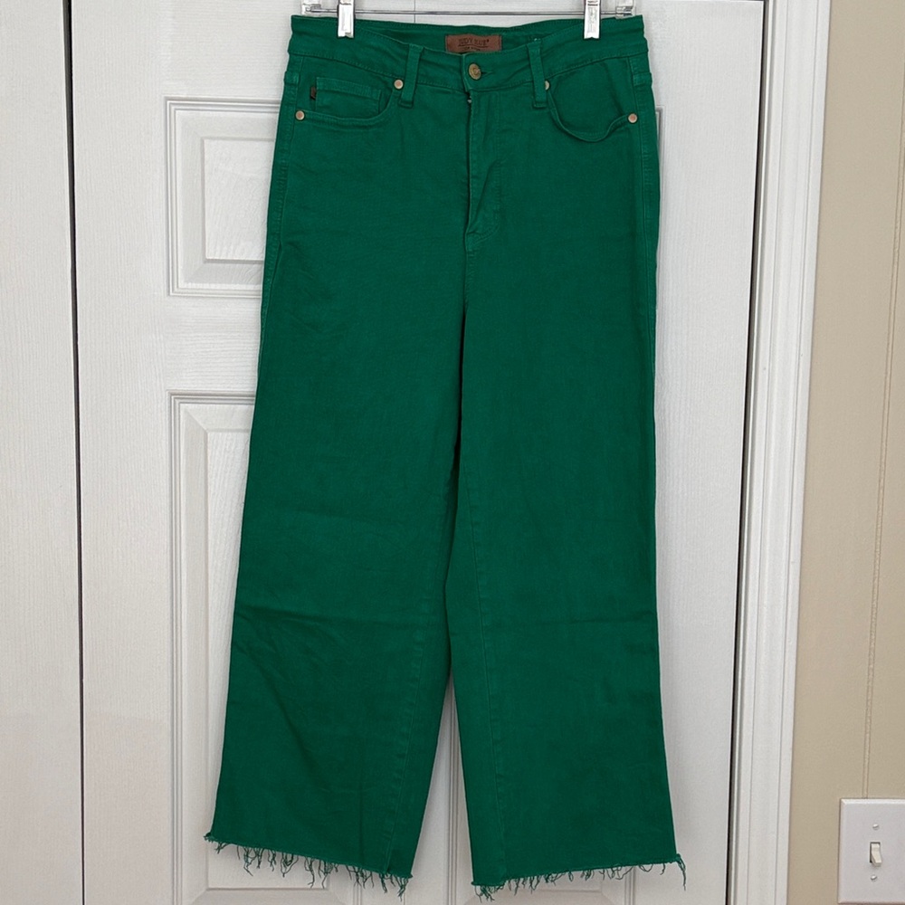 Judy Blue Kelly Green Crop Wide-Leg Jeans